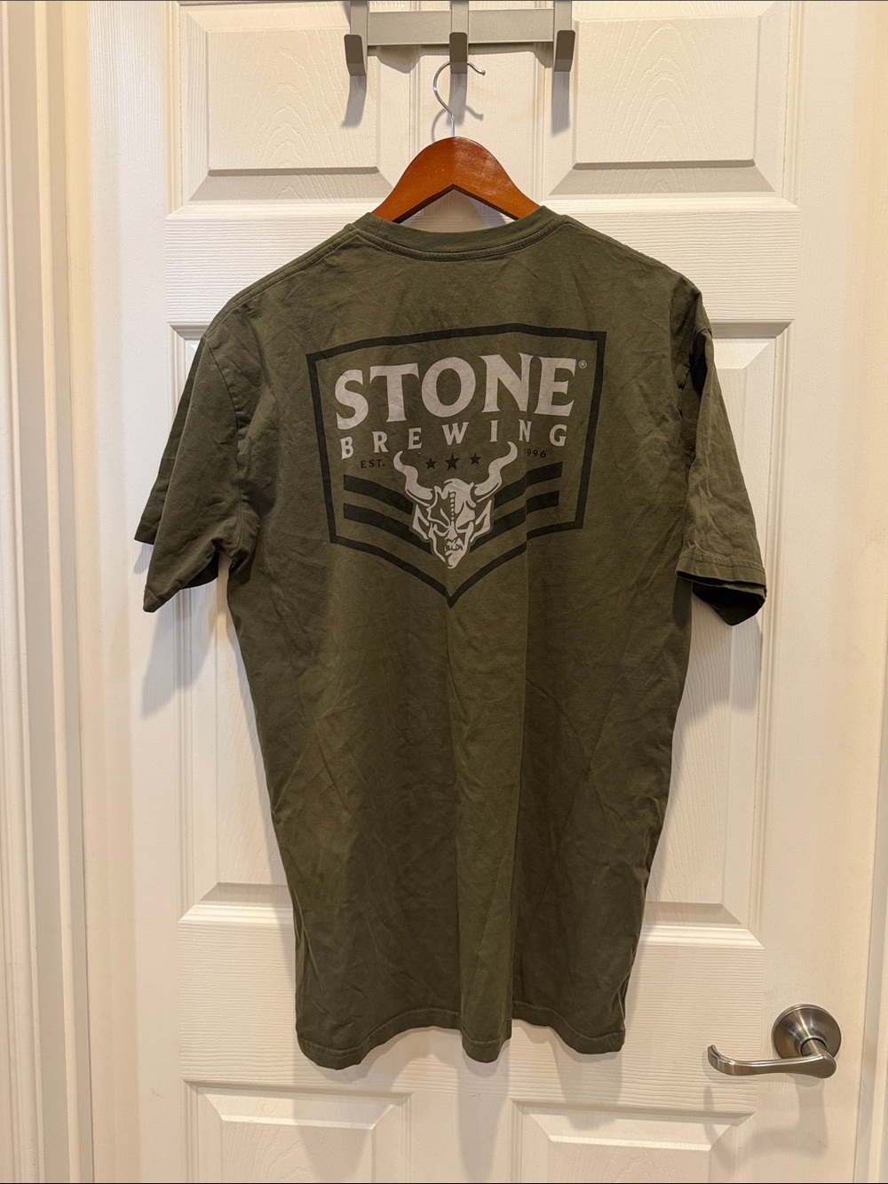 Stone Brewing Men’s Olive Green Logo T‑Shirt